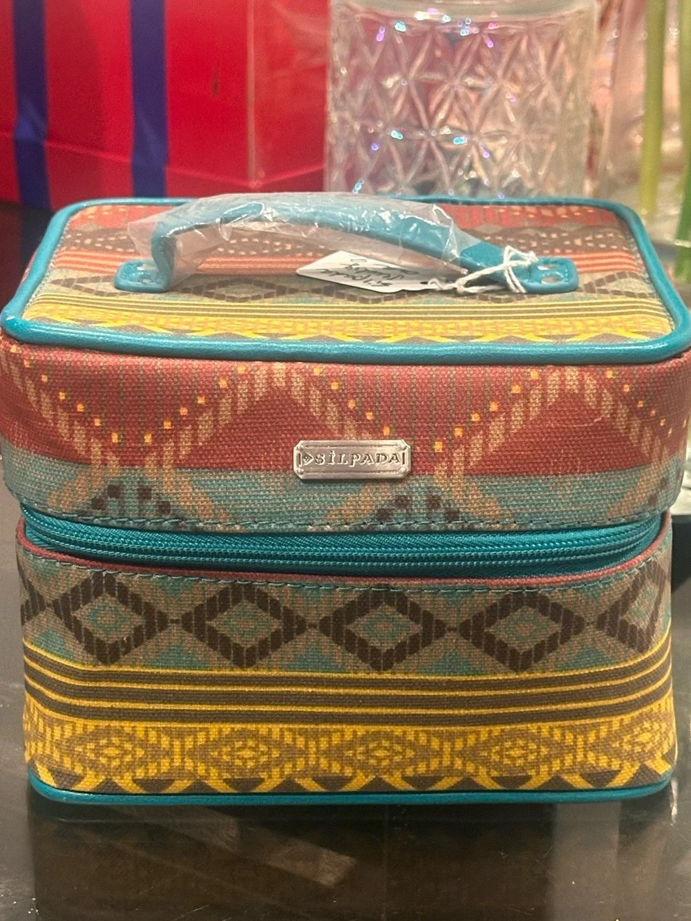 Silpada Tucson Jewelry Travel Case Tote F0007  Southwest Aztec Teal 2015 Western